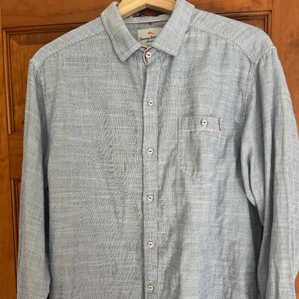 Tommy Bahama Jeans Island Crafted Size Large Striped Long Sleeve Shirt EUC